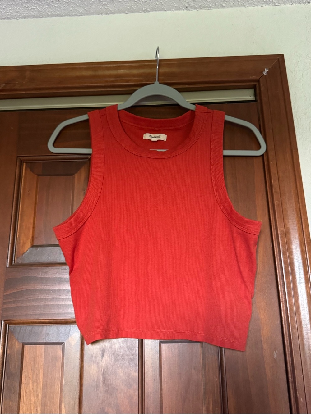 Madewell Rust Orange Ribbed Cropped Tank